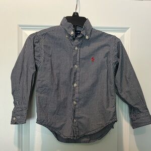 Ralph Lauren Kids Navy and White Gingham Button Down Shirt